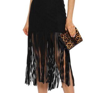 Alice & Olivia suede fringe skirt